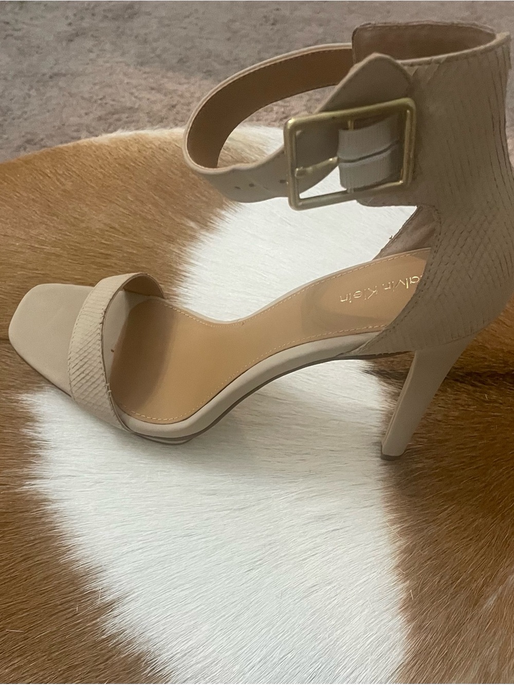 Calvin Klein Nude Beige Ankle-Strap Sandal